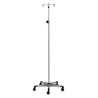 Clinton 2-Hook IV Pole, Stainless Steel, 5-Leg — for Medical Equipment in Clinical and Institutional Care
