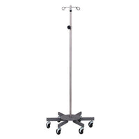 Clinton 2-Hook IV Pole, Stainless Steel, 6-Leg — for Medical Equipment in Clinical and Institutional Care
