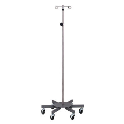 Clinton 2-Hook IV Pole, Stainless Steel, 6-Leg — for Medical Equipment in Clinical and Institutional Care