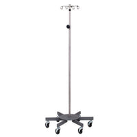Clinton 4-Hook IV Pole, Stainless Steel, 6-Leg — for Medical Equipment in Clinical and Institutional Care