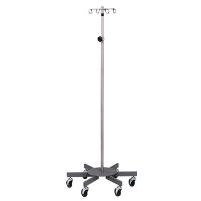 Clinton 4-Hook IV Pole, Stainless Steel, 6-Leg — for Medical Equipment in Clinical and Institutional Care