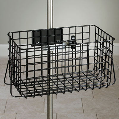 Clinton IV Pole Accessory, Heavy Duty Wire Basket, Stainless Steel, 14" x 8.5" x 8" — for Medical Equipment in Clinical and Institutional Care