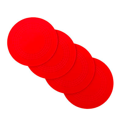 StayPut non-slip placemat, circular pad, 5.5", red, set of 4 — for Exercise and Therapy Floor Work