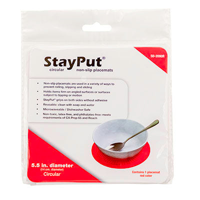 StayPut non-slip placemat, circular pad, 5.5'', red — for Exercise and Therapy Floor Work