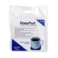 StayPut non-slip placemat, square coasters, 4'' x 4'', set of 4 — for Exercise and Therapy Floor Work