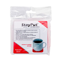 StayPut non-slip placemat, square coasters, 4'' x 4'', set of 4 — for Exercise and Therapy Floor Work