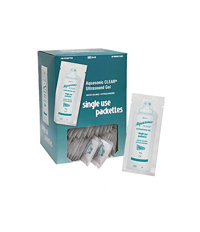 Aquasonic Clear Ultrasound Gel, 20g packet, Box of 100 — for Electrotherapy Pain Management