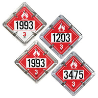 J.J,. Keller Aluminum Flip Placard - 4 Legend, Numbered, UN 1993, 1203, 3475