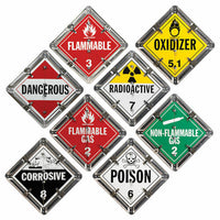 J.J. Keller Aluminum Flip Placard - 8 Legend, Worded, White or Unpainted Back Plate
