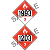 J.J. Keller 1203/1993 Placard - Class 3 Flammable/Combustible Liquid
