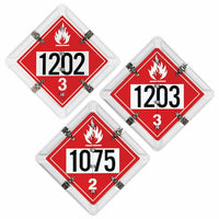 J.J. Keller Aluminum Flip Placard - 3 Legend, Numbered, UN 1202, 1203, 1075