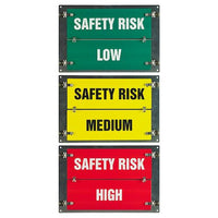 J.J. Keller Flip-File Sign, Safety Risk Low/Medium/High, 3-Legend