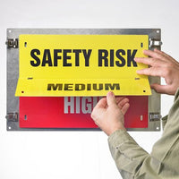 J.J. Keller Flip-File Sign, Safety Risk Low/Medium/High, 3-Legend