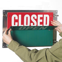 J.J. Keller Flip-File Sign, Closed/Open, 2-Legend