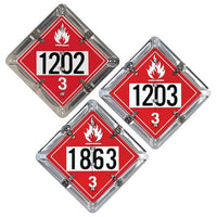 J.J. Keller Aluminum Flip Placard - 3 Legend, Numbered, UN 1202, 1203, 1863