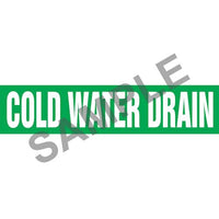 J.J. Keller Cold Water Drain Pipe Marker - ASME/ANSI