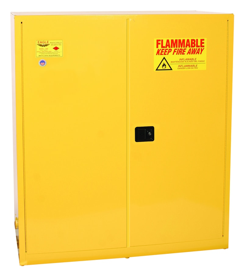 Justrite 5510X Two Drum Vertical Safety Cabinet 110 Gallon 1 Shelf 2 Door Self Close Yellow
