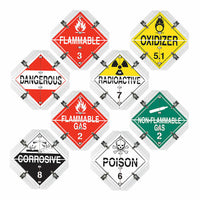 J.J. Keller Aluminum Flip Placard - 8 Legend, Worded, 16"x15.5", White Back Plate