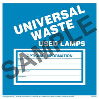 J.J. Keller Universal Waste: Used Lamps Labels