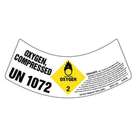 J.J. Keller Oxygen Compressed 1072 Gas Cylinder Shoulder Label (Pack of 500)