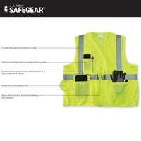 J. J. Keller SAFEGEAR Safety Vest Type R Class 2 - Zipper Closure with Vertical Reflective Tape