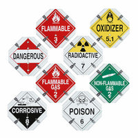 J.J. Keller Aluminum Flip Placard - 8 Legend, Worded, White or Unpainted Back Plate