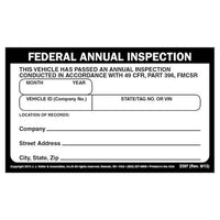 J.J. Keller Record of Annual Inspection Decal & Clear Decal Overlay