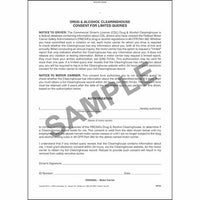 J.J. Keller Drug & Alcohol Clearinghouse Consent Form for Limited Queries, Snap-Out Format (Pack of 25)