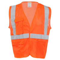 SAFEGEAR Safety Vest Type R Class 2 - Hook & Loop Closure with Vertical Reflective Tape - 4XL/5XL Safety Vest, Orange