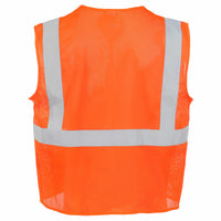 SAFEGEAR Safety Vest Type R Class 2 - Hook & Loop Closure with Vertical Reflective Tape - 4XL/5XL Safety Vest, Orange