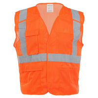 J. J. Keller® SAFEGEAR® Safety Vest Type R Class 2 - Hook & Loop 5-Point Breakaway Closure with Vertical Reflective Tape