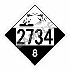 J. J. Keller 2734 Placard - Class 8 Corrosive - 4 mil Vinyl, Removable Adhesive