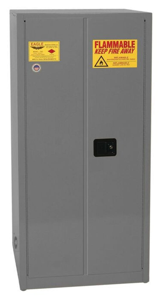 Justrite 3010X Flammable Liquid Cabinet 1 Shelf 2 Door Self Close, 30 Gallon