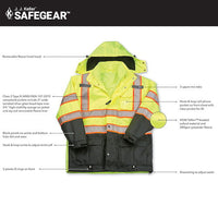 SAFEGEAR® 3-in-1 Removable Fleece-Lined Parka Jacket Type R Class 3