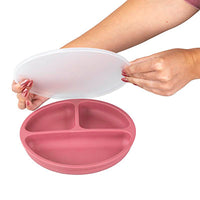 FabLife Partitioned Suction Bottom Scoop Dish with Cover, Red, Diameter (7.79" / 19.8 cm) — for Plates & Bowls in Clinical and Institutional Care