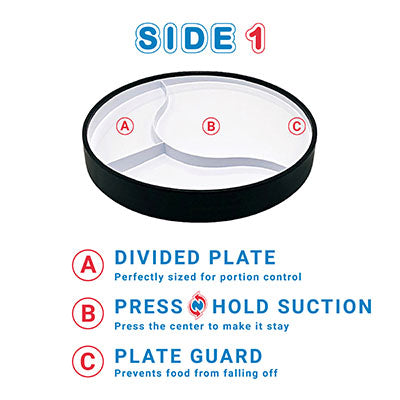 Stayware STAYnEAT Plate, Divided Suction, Slope n Scoop Dish, Small, White, Case of 13 — for Plates & Bowls in Clinical and Institutional Care