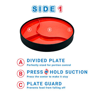 Stayware STAYnEAT Plate, Divided Suction, Slope n Scoop Dish, Large, Red, Case of 13 — for Plates & Bowls in Clinical and Institutional Care