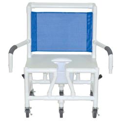 ConvaQuip S126-5BAR-SQ-PAIL-DDA-SSDE Bariatric Shower Chair with Dual Drop Arms - Soft Seat