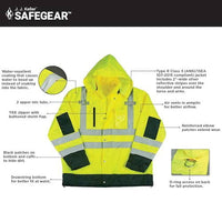 SAFEGEAR¬Æ Rain Jacket Type R Class 3 - Zipper Closure