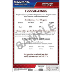 J. J. Keller Minnesota / St. Paul Food Allergy In Restaurants Poster - Laminated