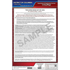 J. J. Keller District of Columbia Living Wage Ordinance Poster - Laminated