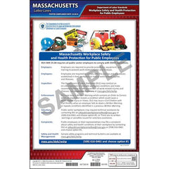 J. J. Keller Massachusetts Workplace Safety & Health for Public Employees Poster - Laminated