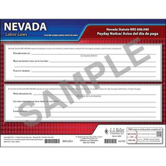 J. J. Keller Nevada Payday Notice Poster - Laminated, Bilingual