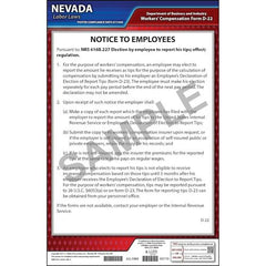 J. J. Keller Nevada Tipped Employee Poster - Laminated