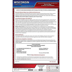 J. J. Keller Wisconsin Disabilities Paid at a Special Minimum Wage Poster - Laminated