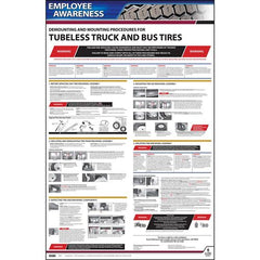 J. J. Keller Employee Awareness Poster Demounting & Mounting Procedures for Tubeless Truck Bus Tires OSHA 3401 - Laminated