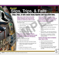 J. J. Keller Slips Trips Falls Instructional Chart