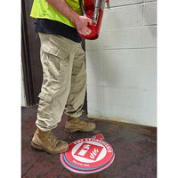 J.J. Keller Fire Extinguisher Located Here: Keep Area Clear 3D Floor Decal