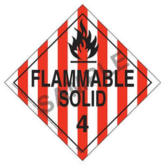 J. J. Keller Division 4.1 Flammable Solid Placard - Worded - 4 mil Vinyl, Permanent Adhesive