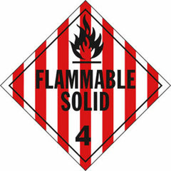 J. J. Keller Division 4.1 Flammable Solid Placard - Worded - 20 mil Polystyrene, Unlaminated